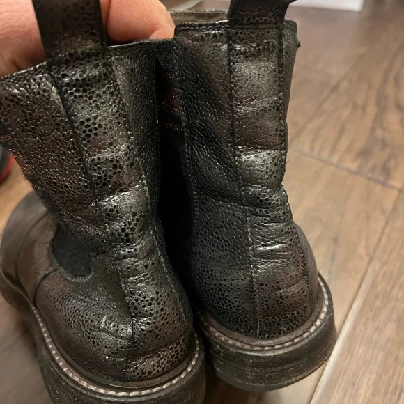 Brunello Cucinelli Metallic Black Leather Boots - Picture 4 of 9